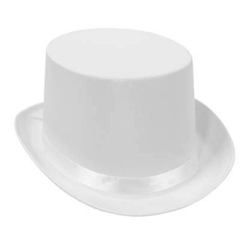 Buy top hats Hats - Satin Top Hat White Deluxe 1537